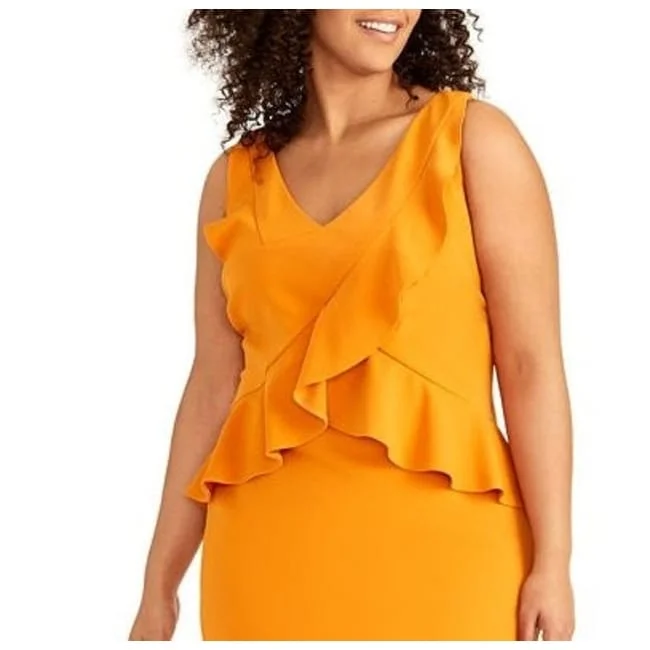 women's formal dressesRachel Roy Women's Sleeveless Midi Dress Orange Size 14W