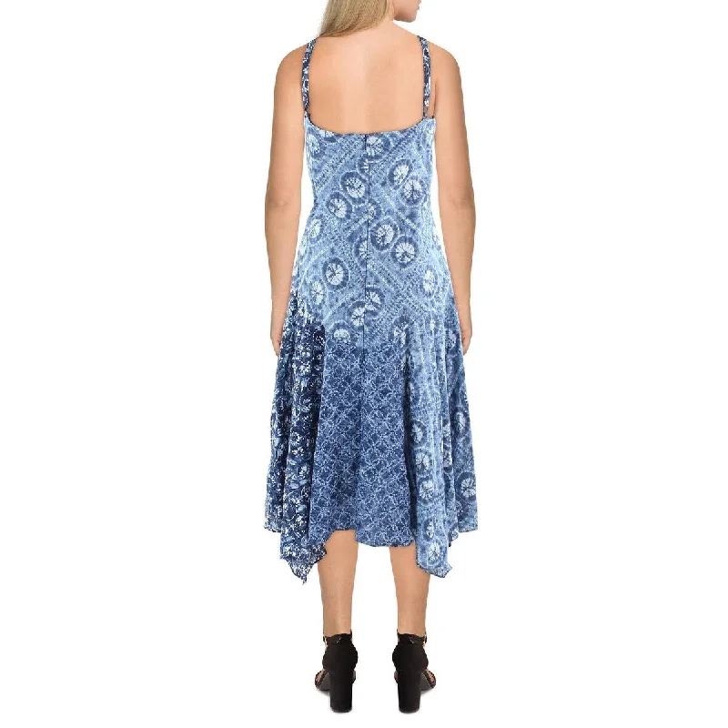 women's bell-sleeved dressesRalph Lauren Women's Linen Sleeveless Midi Dress Blue Size 6