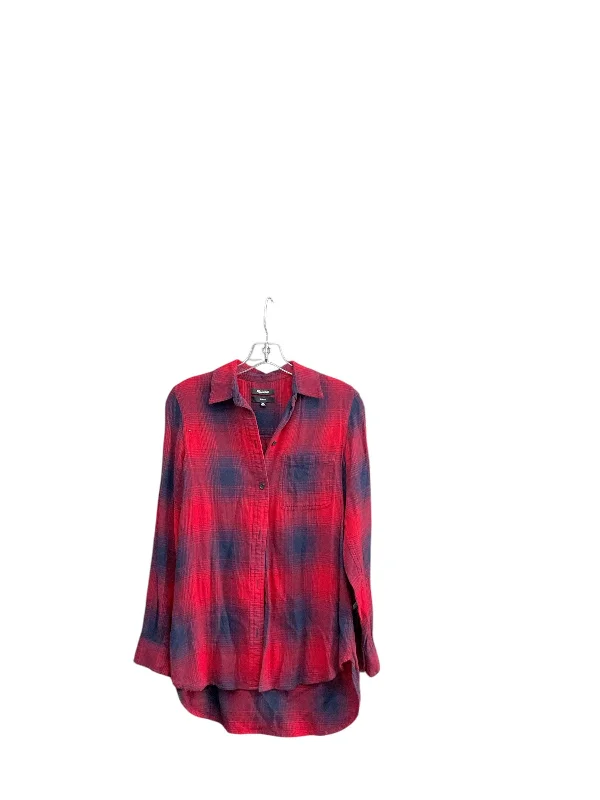 women's tops for those who love to dress up their casual looks with stylish topsTop Long Sleeve By Madewell In Plaid Pattern, Size: Xs