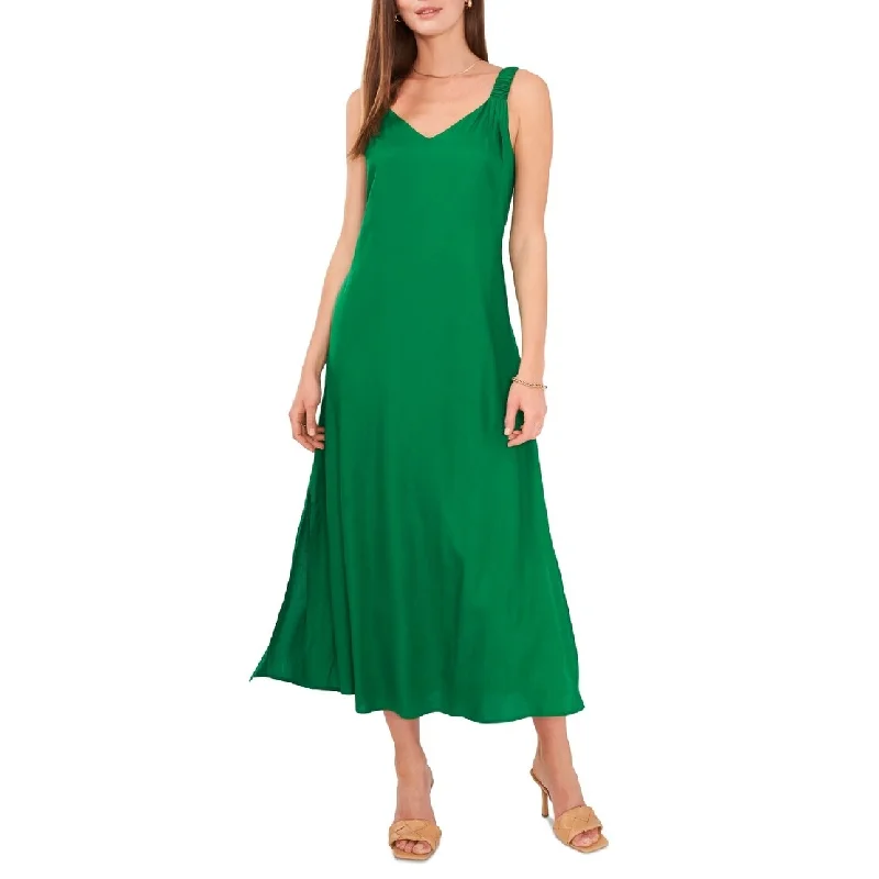 Bridesmaid DressVince Camuto Women's V Neck Challis Sleeveless Midi Dress Green Size XX-Small