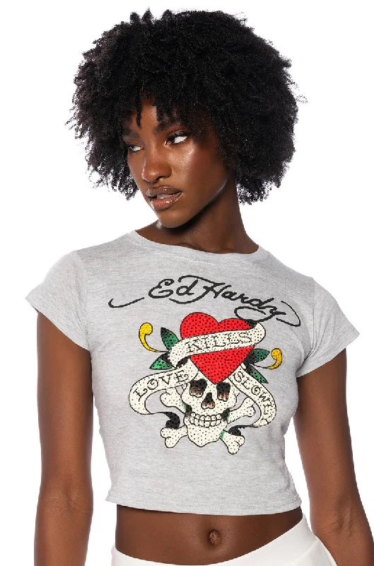 women's tops for glamorous eveningsED HARDY LOVE KILLS FITTED TEE