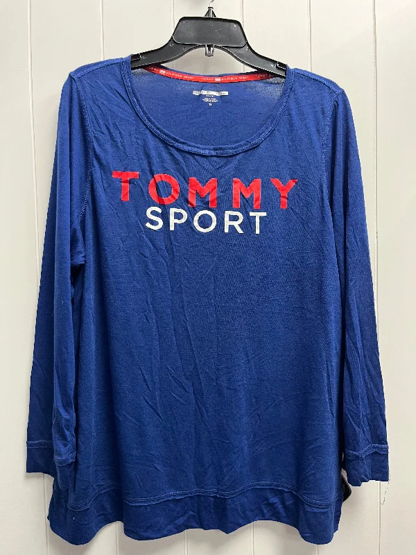 women's tops with geometric patternsTop Long Sleeve Basic By Tommy Hilfiger In Blue, Size: 1x