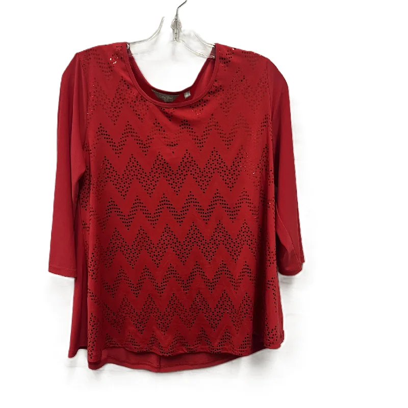 women's tops for those who appreciate subtle and muted tonesTop Long Sleeve By Coral Bay In Red, Size: Petite  M