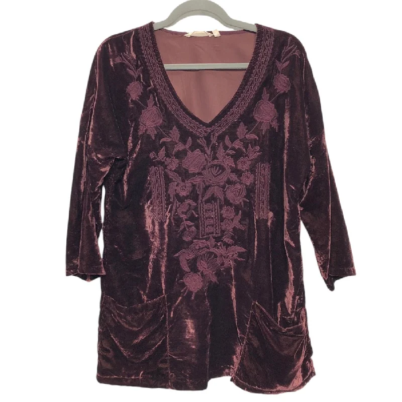 satin women's topsTunic Long Sleeve By Soft Surroundings In Maroon, Size: M