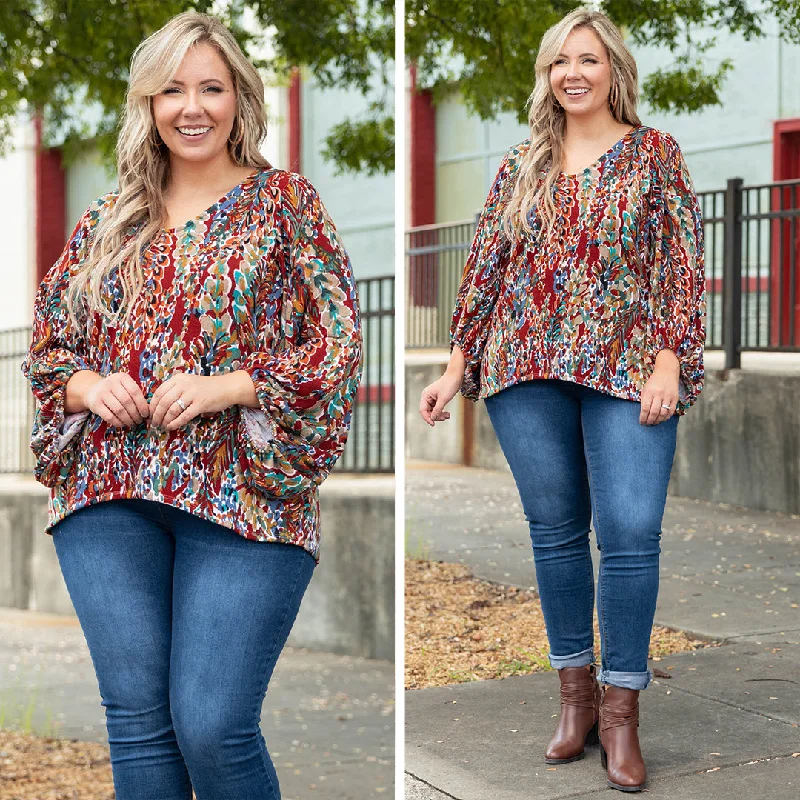 women's tops for those who want to stay on top of the latest fashion trends and wear pieces that are both stylish and on-trendHoney Floral Top, Marsala