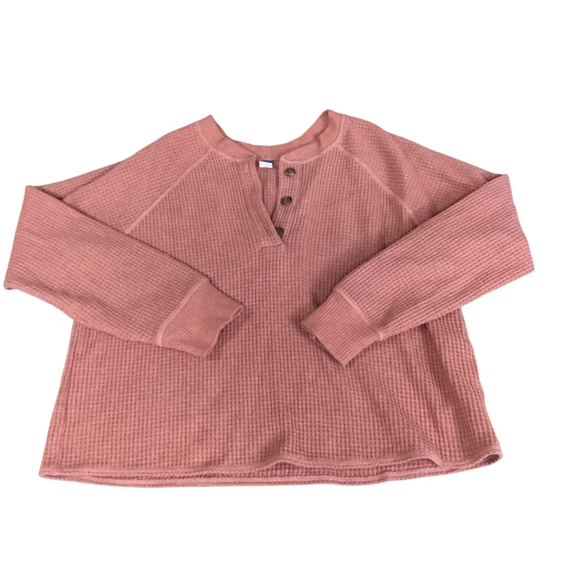 women's tops with built-in brasTop Long Sleeve By Old Navy In Mauve, Size: M