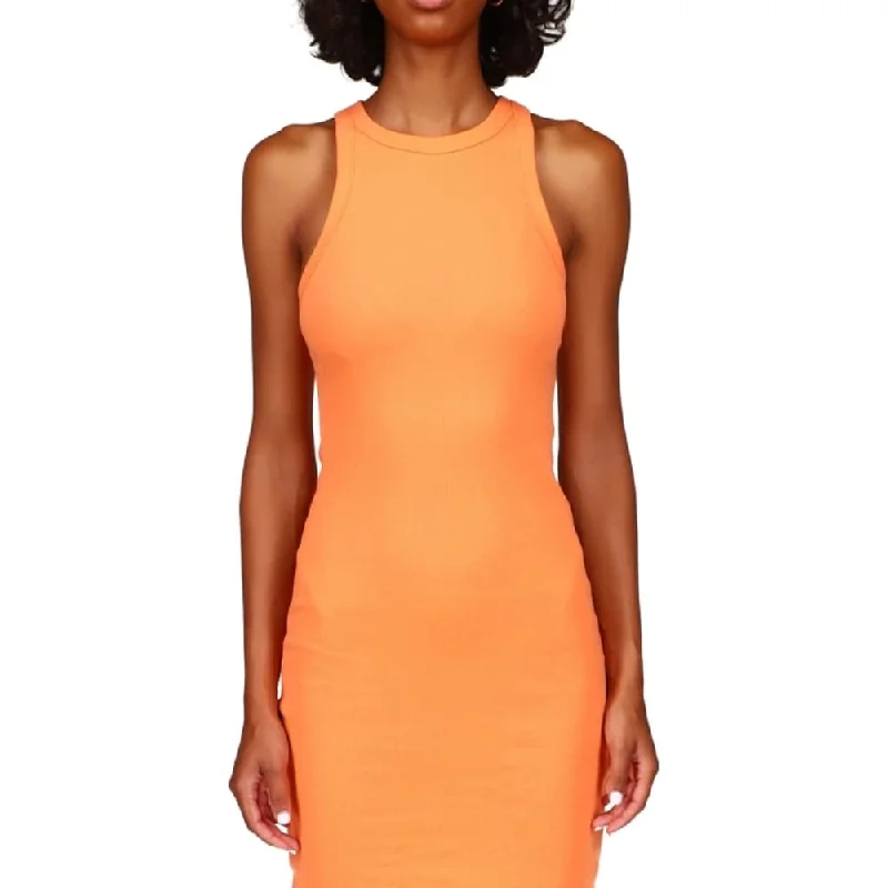 women's midi dressesSanctuary Women's Ribbed Stretch Organic Cotton Body Con Midi Dress Orange Size X-Large