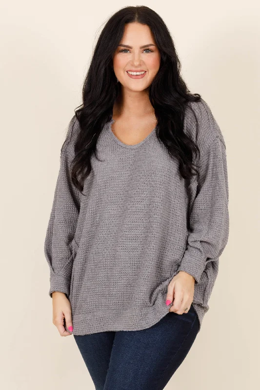 women's tops for mixing and matching with different bottomsHave Your Heart Again Top, Gray