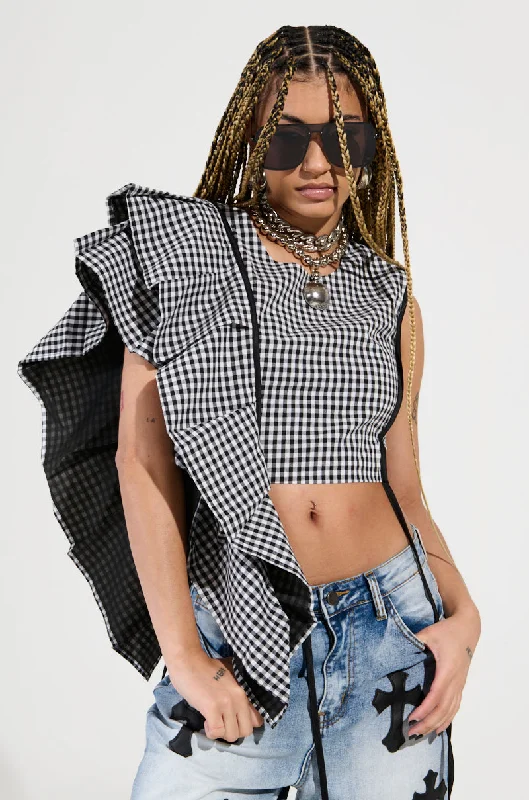 women's tops with flutter sleevesEASY ME GINGHAM BLOUSE