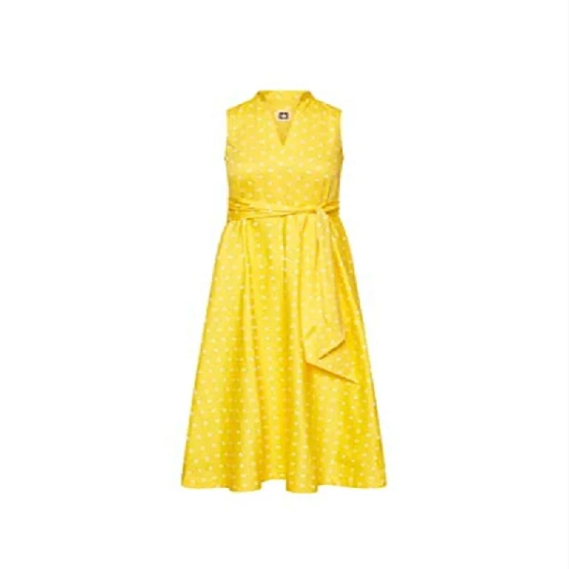 Asymmetric DressAnne Klein Women's Cotton Midi Dress With Attached Sash Yellow Size 0