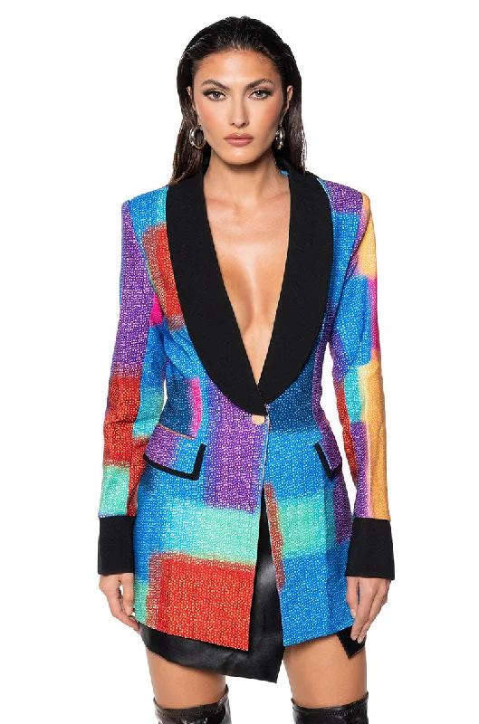 women's bomber jackets and coatsMATRIX ABTRACT PRINT BLAZER