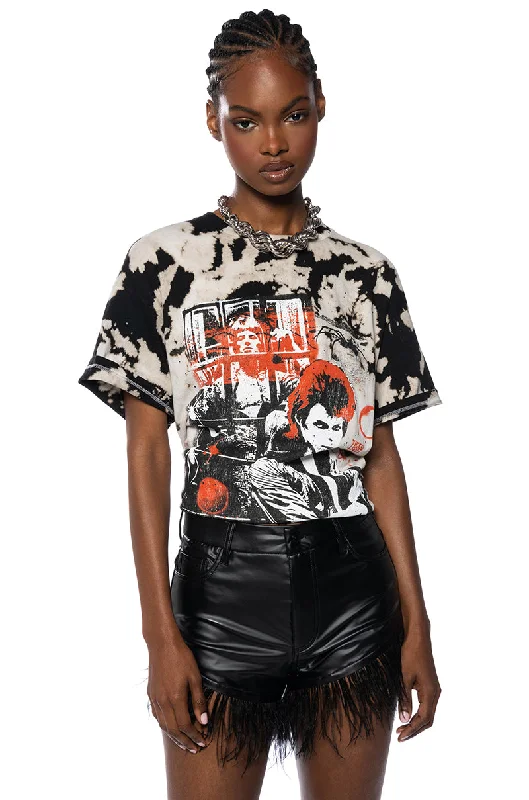 women's tops for those who love to dress up their casual looks with stylish topsZIGGY STARDUST VINTAGE PRINT BAND TEE