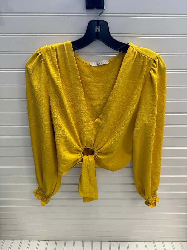 women's tops for those who want to add a personal touch to their wardrobe with unique and one-of-a-kind piecesTop Long Sleeve By Sublini In Yellow, Size: L