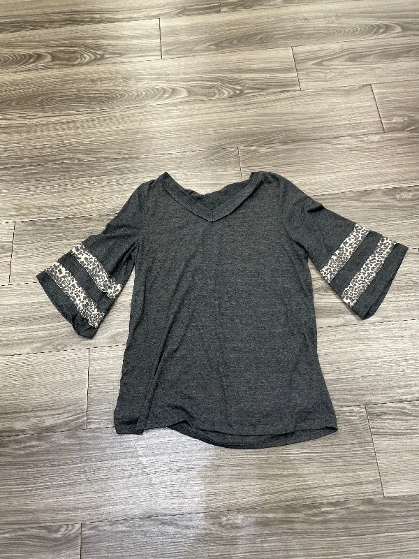 women's tops with flutter sleevesTop Long Sleeve By Bibi In Grey, Size: S