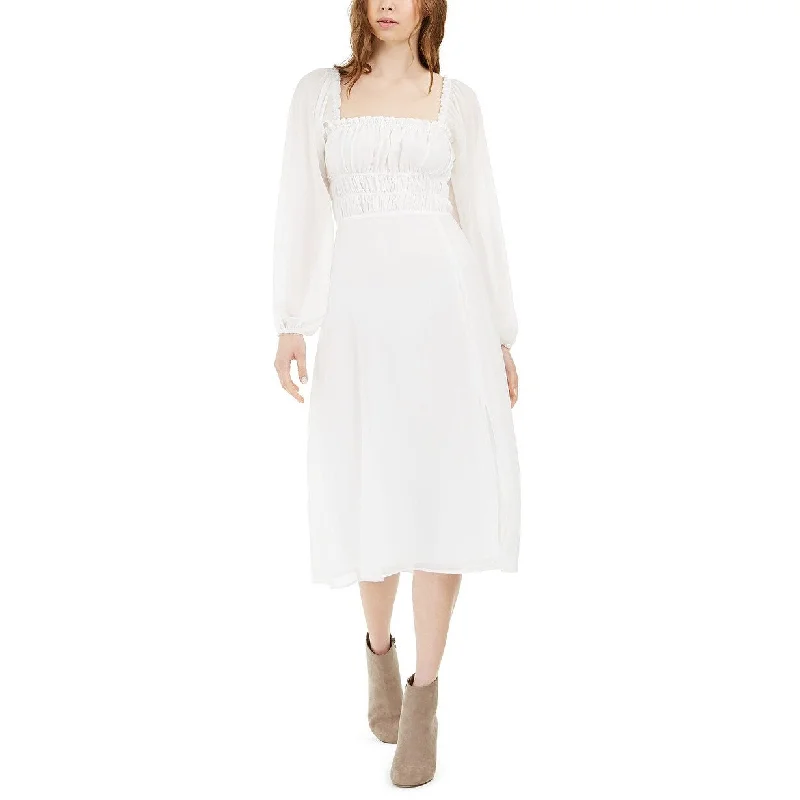 women's hourglass figure dressesLeyden Women's Smocked Midi Dress White Size Small