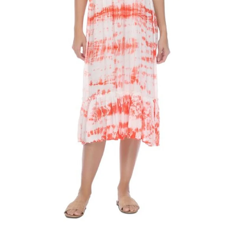 women's high-low dressesRaviya Women's Coral Tie Dye Cover Up Midi Dress Orange Size Medium