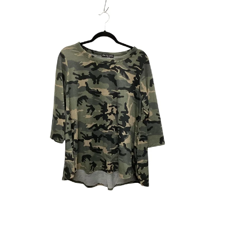 plus-size women's topsTop Long Sleeve By Kim & Cami In Camouflage Print, Size: 1x