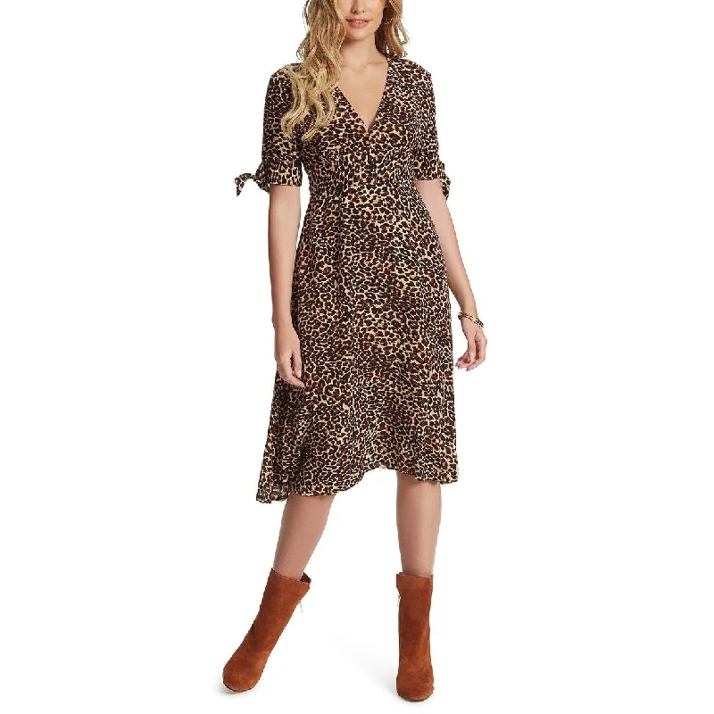 Bridesmaid DressJessica Simpson Women's Cecilia Printed Midi Dress Brown Size Large