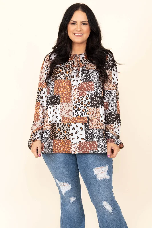 women's tops for those who want to wear pieces that are both comfortable and stylishSafari Dreams Top, Caramel/Black/Ivory