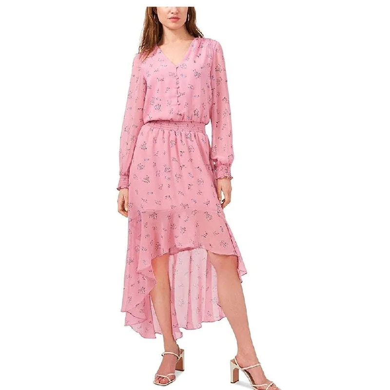 Glamour Dress1.STATE Women's Printed Asymmetrical Midi Dress Pink