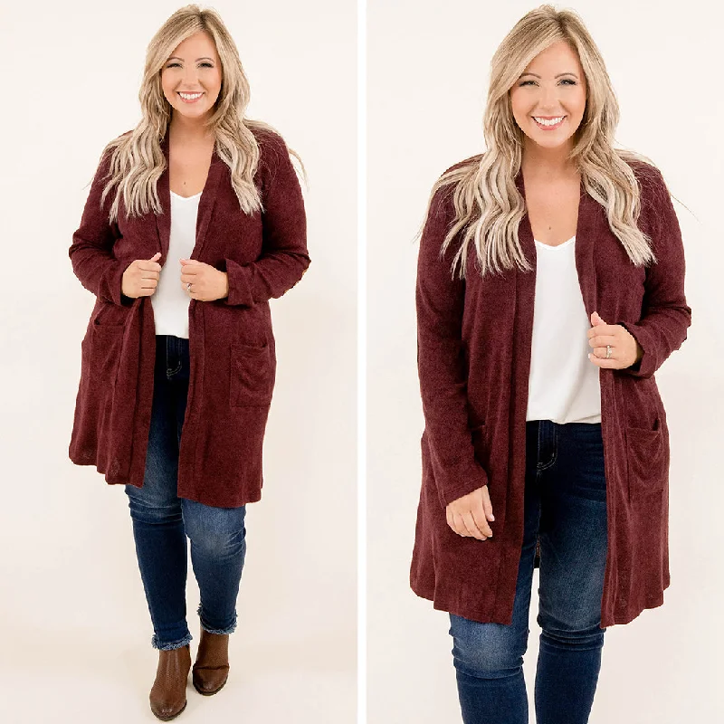 women's tops for beach outingsAutumn Mood Cardigan, Burgundy