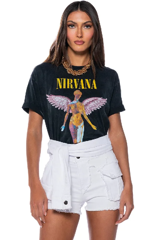 women's tops for smart casual looksNIRVANA IN UTERO OVERSIZED BAND TEE