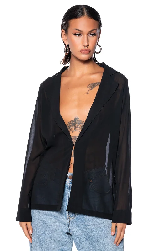 women's coats with military-inspired designsGG EASY MESH COVER UP JACKET