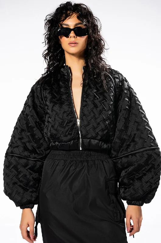 women's coats for petite womenLIPA WEAVE DETAILED BOMBER