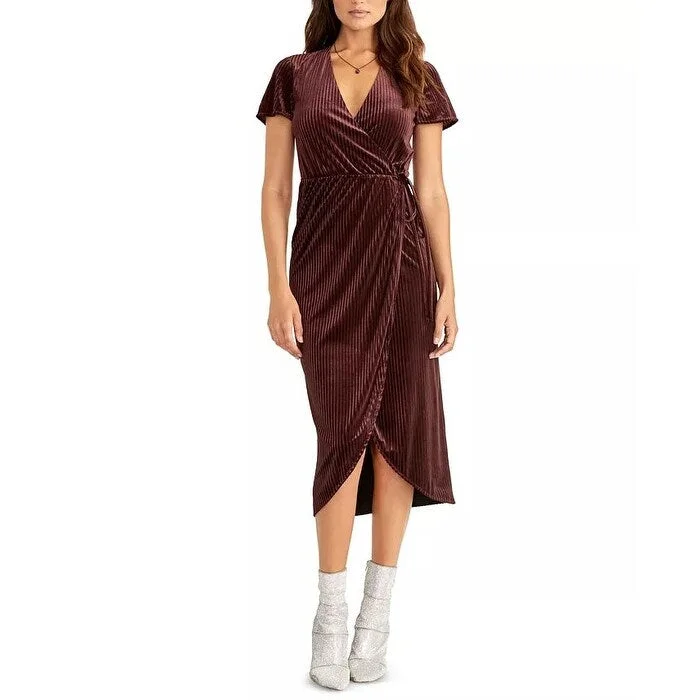 women's sustainable dressesRachel Roy Women's Faux-Wrap Midi Dress Purple Size X-Large