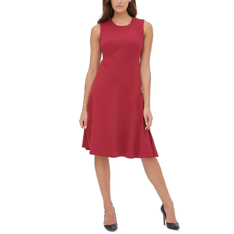 women's luxury dressesTommy Hilfiger Women's Solid Midi Dress Dark Red Size 8