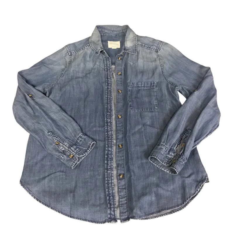 women's tops for those who want to invest in timeless piecesTop Long Sleeve By American Eagle In Blue Denim, Size: M