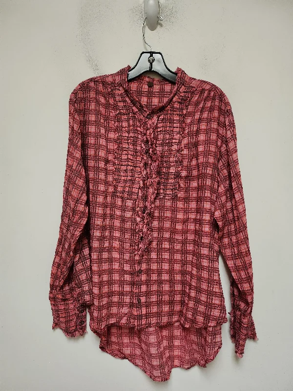 plus-size women's topsTop Long Sleeve By Free People In Plaid Pattern, Size: M