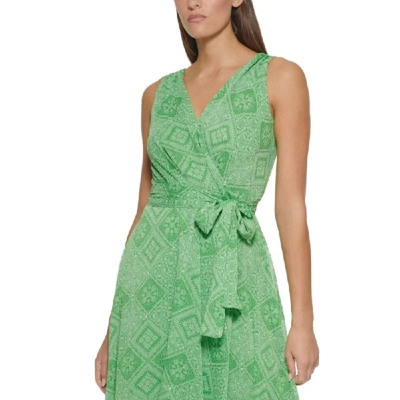 Laced-Up DressTommy Hilfiger Women's Printed Midi Dress Green Size 16