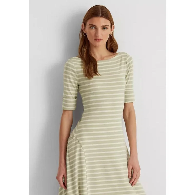 Custom DressRalph Lauren Women's Striped Stretch Cotton Midi Dress Green Size X Large