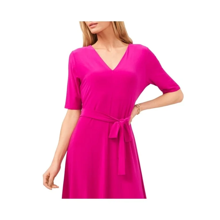 Ribbon DressMSK Women's V Neck Midi Dress Pink Size X-Large