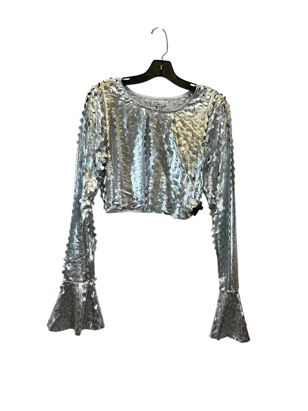 women's tops for relaxed weekendsTop Long Sleeve By Hot And Delicious  In Silver, Size: L