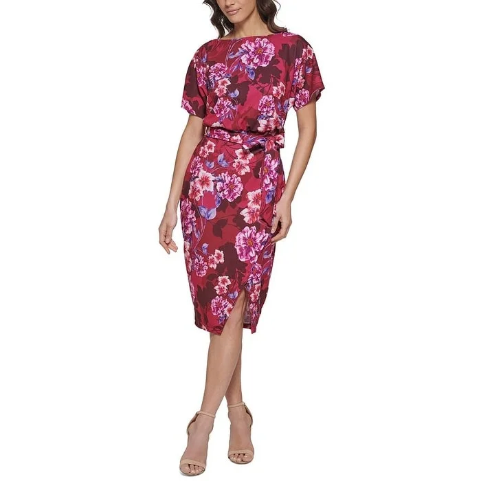 women's handmade dressesKensie Women's Crepe Midi Sheath Dress Pink Size X-Small