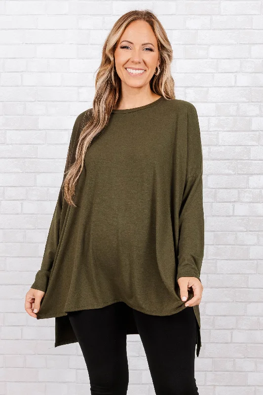 women's tops for glamorous eveningsTime Well Spent Top, Dark Olive