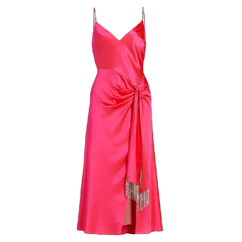 women's shift dressesCinq a Sept Women's Kalena Silk Embellished MIDI Dress Pink Size 0