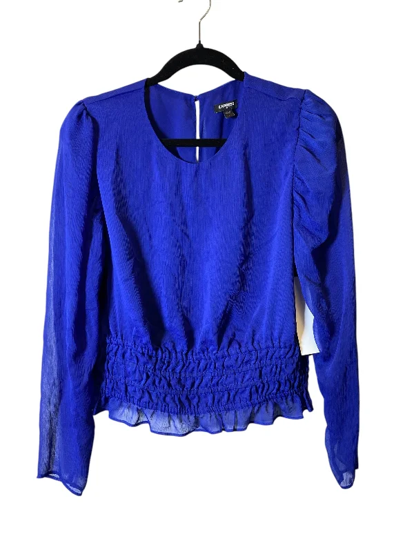 women's tops for those who want to wear pieces that are both functional and fashionableTop Long Sleeve By Express In Blue, Size: L