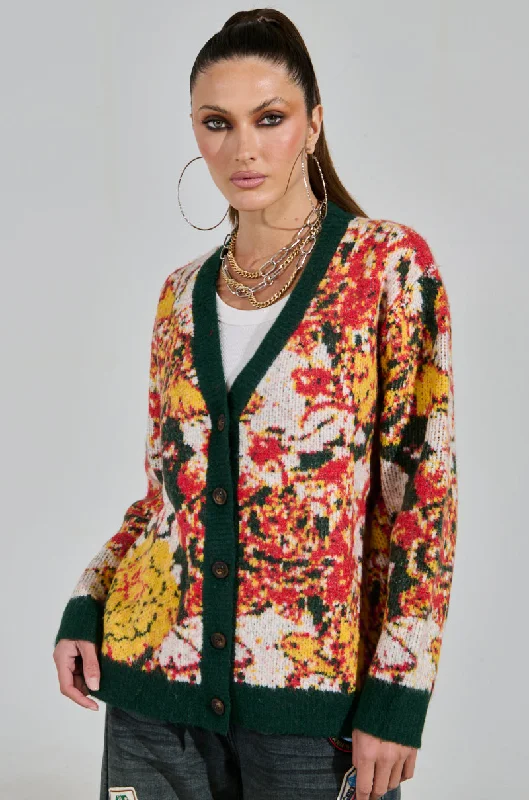 satin women's topsFLOWER MADNESS CARDIGAN