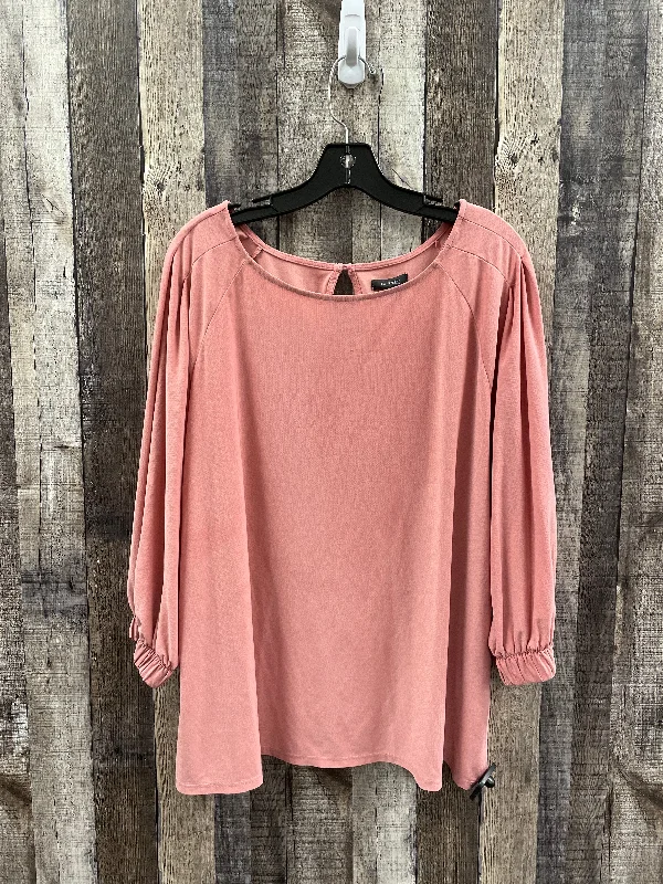 women's tops for evening soireesTop Long Sleeve By Halogen In Pink, Size: Xl