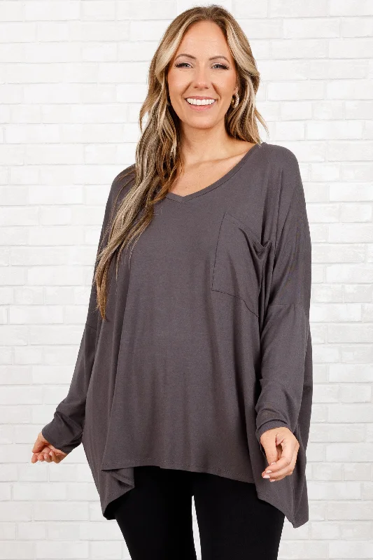 women's tops for mixing and matching with different bottomsCall Me Today Top, Ash Grey