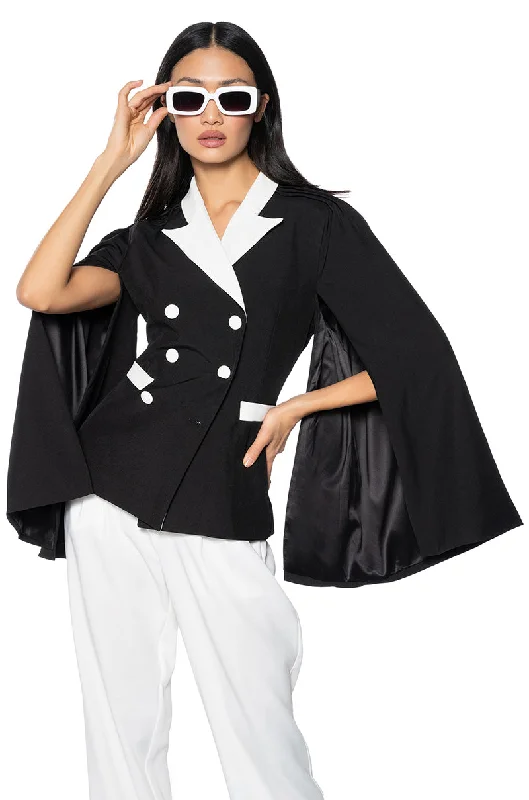 women's coats with adjustable sleevesCLASSY CAPE BLAZER