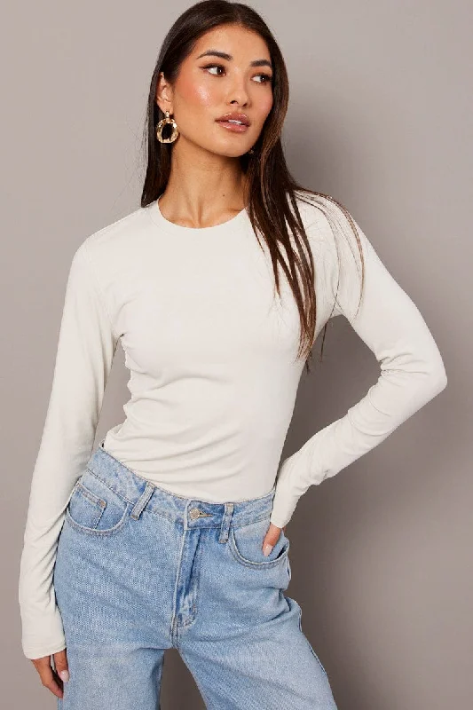 women's tops for those who want to stay on top of the latest fashion trends and wear pieces that are both stylish and on-trendWhite Supersoft Top Long Sleeve