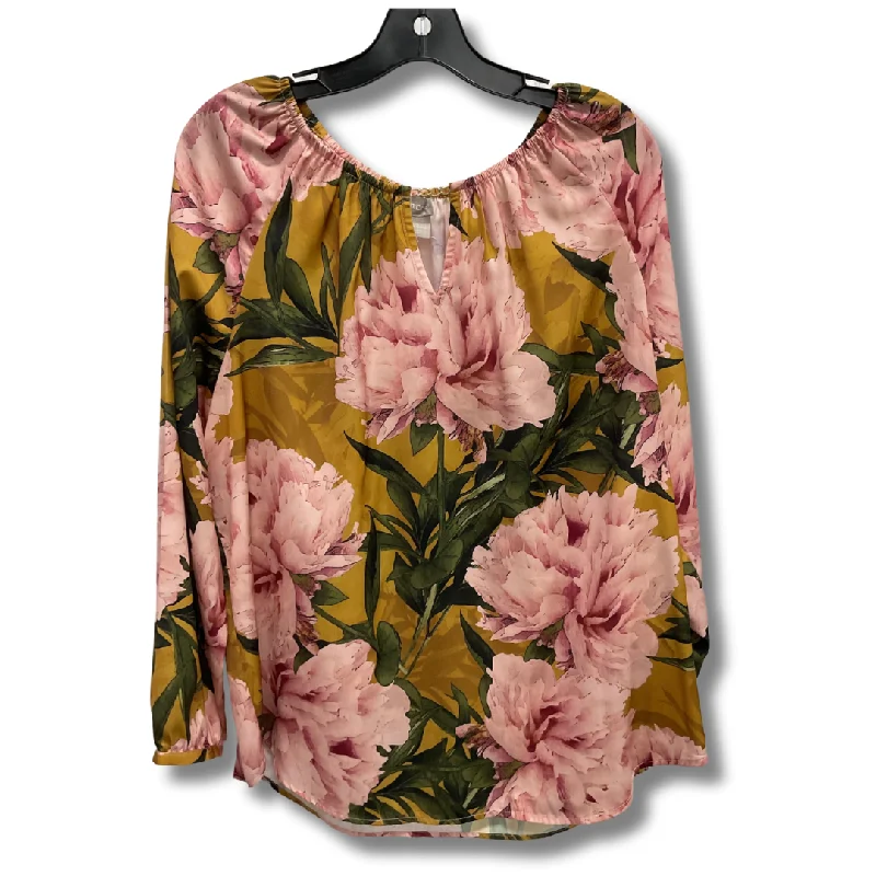 women's tops for minimalist aestheticsTop Long Sleeve By Chicos In Floral Print, Size: L