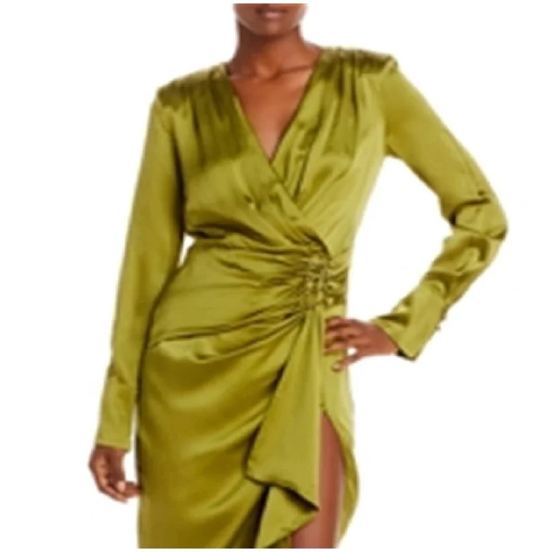 Body-Hugging DressNicholas Women's V Neck Long Sleeve Midi Dress Green Size 4