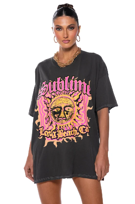 women's tops with embroidery detailsSUBLIME OVERSIZED BAND TEE