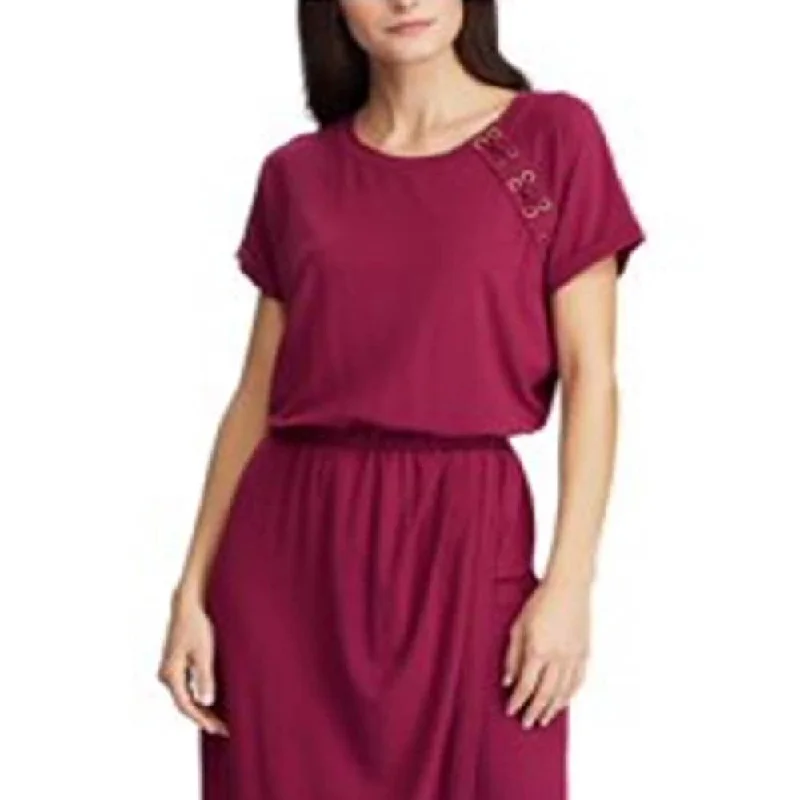 women's smart casual dressesRalph Lauren Women's Farryn Jewel Neck Cocktail Midi Dress Red Size Medium