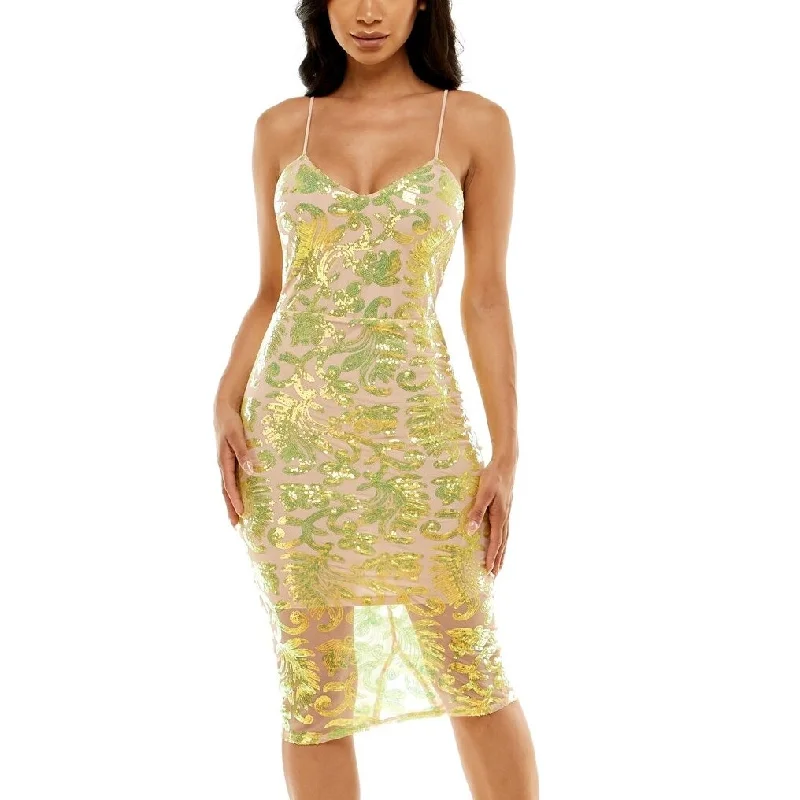 Mermaid DressBebe Women's Strappy Back Sequin Midi Dress Green Size Medium